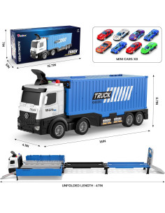 Camión Transportador de Juguete Diuerma con 8 Autos de Carrera 2