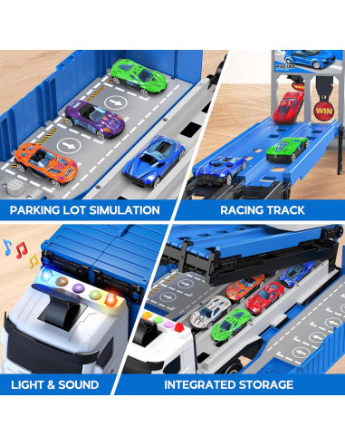 Camión Transportador de Juguete Diuerma con 8 Autos de Carrera