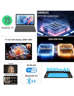 Tableta GOODTEL G9 11" 2K Android 13 16GB RAM 256GB 2