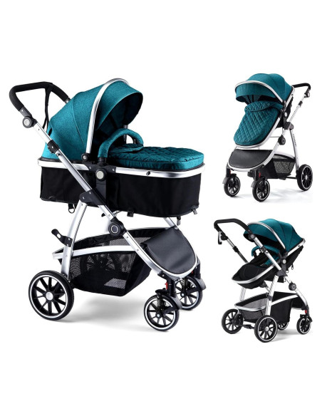 Cochecito 2 en 1 Hagaday Azul Reversible Plegable