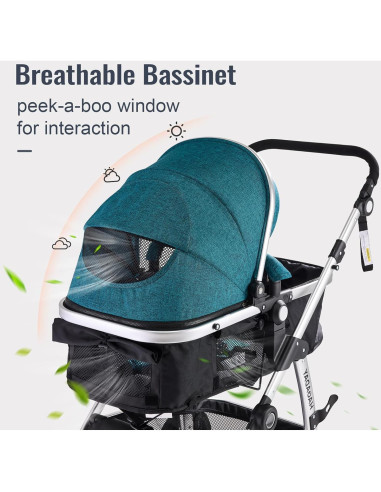 Cochecito 2 en 1 Hagaday Azul Reversible Plegable