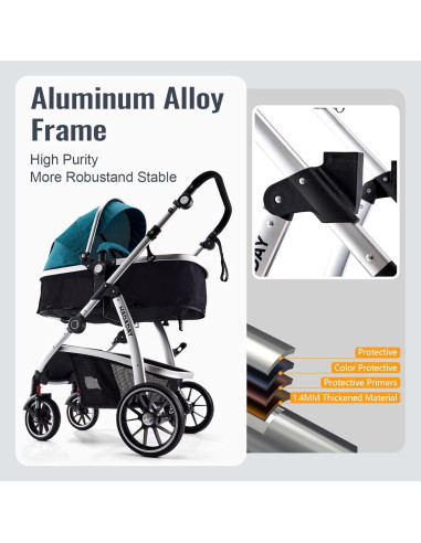 Cochecito 2 en 1 Hagaday Azul Reversible Plegable