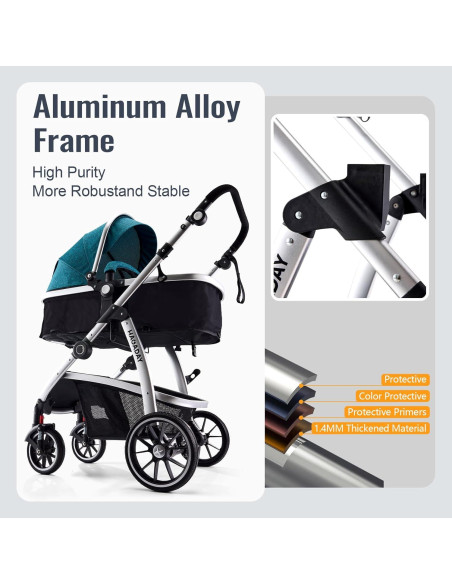 Cochecito 2 en 1 Hagaday Azul Reversible Plegable