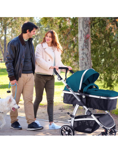 Cochecito 2 en 1 Hagaday Azul Reversible Plegable