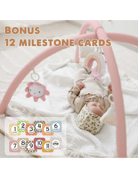 Alfombra de Juego Rosa Deluxe para Bebés con 6 Juguetes