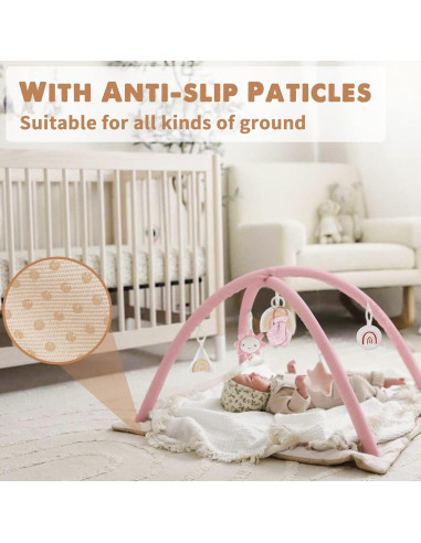 Alfombra de Juego Rosa Deluxe para Bebés con 6 Juguetes