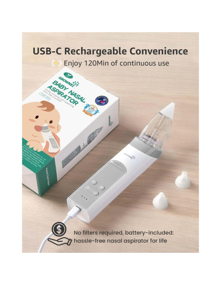 Aspirador Nasal Eléctrico GROWNSY para Bebés - Succión Potente