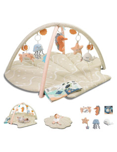 Alfombra de Juego para Bebés Concha Beige 6 Juguetes Desmontables