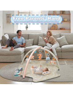 Alfombra de Juego para Bebés Concha Beige 6 Juguetes Desmontables 2