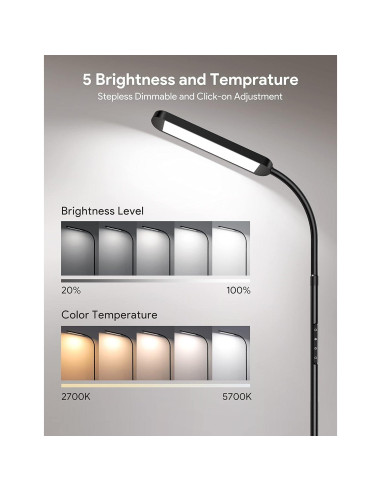 Lámpara de Pie LED MediAcous ME-FL01 5 Colores y Brillo