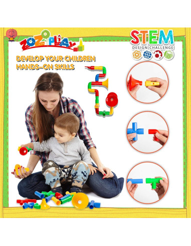 Juguete Educativo ZOZOPLAY 72 Piezas Bloques y Tubos