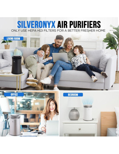 Purificador de Aire SilverOnyx 5 Velocidades HEPA Plata