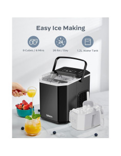 Máquina de Hielo Silonn SLIM21B, 11.79 kg/día, 9 Cubos en 6 min 2