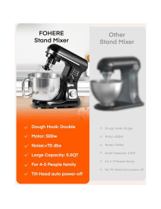 Batidora de pie Fohere MK-37 5.5L 6 velocidades con gancho 2