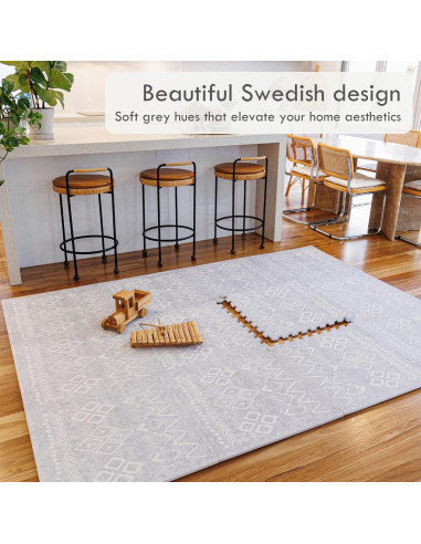 Alfombra de Juego Lillefolk 182x243 cm Gris No Tóxica