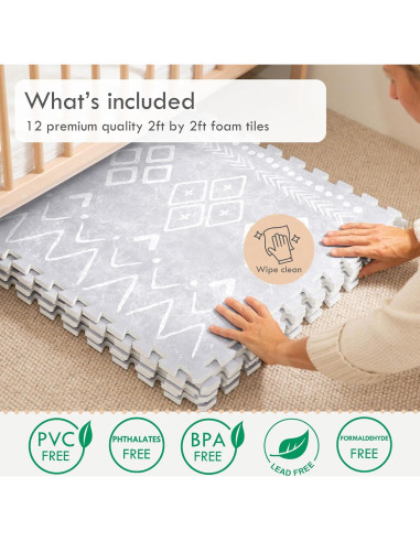 Alfombra de Juego Lillefolk 182x243 cm Gris No Tóxica