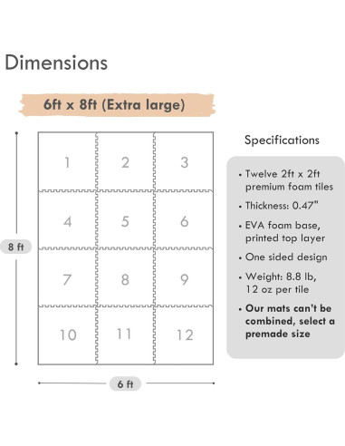 Alfombra de Juego Lillefolk 182x243 cm Gris No Tóxica