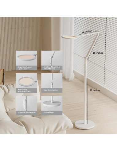 Lámpara de Pie LED Honeywell F01WT Regulable con Control Remoto