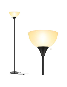 Lámpara de Pie Coucrek Moderna 177,8 cm Negra LED