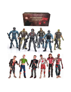 Juego de 12 Figuras de Acción Ai-Fun Zombi y Mercenario 10cm