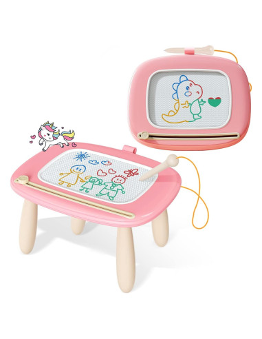 Pizarra Magnética Kikidex Rosa Suave para Niños 1-3 Años