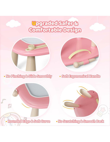 Pizarra Magnética Kikidex Rosa Suave para Niños 1-3 Años