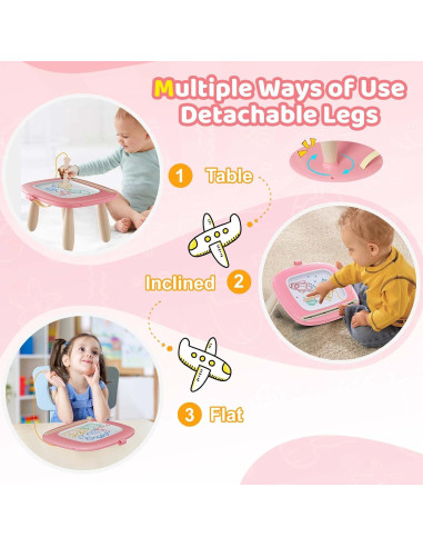 Pizarra Magnética Kikidex Rosa Suave para Niños 1-3 Años