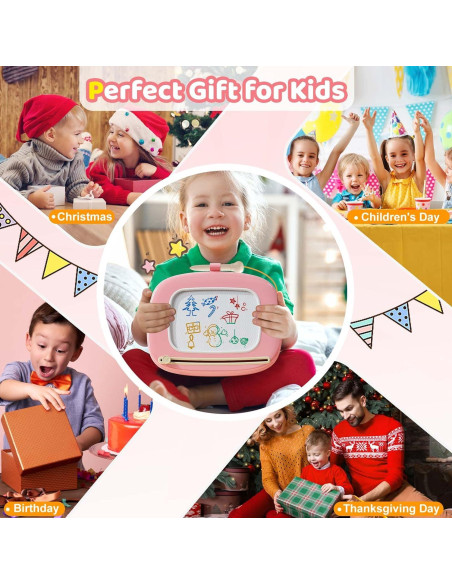 Pizarra Magnética Kikidex Rosa Suave para Niños 1-3 Años Pizarra Magnética Kikidex Rosa Suave para Niños 1-3 Años