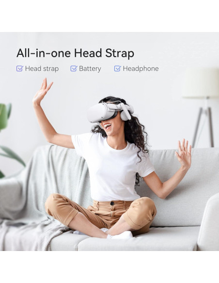 Correa de Cabeza KIWI design con Batería 6400mAh para Quest 2