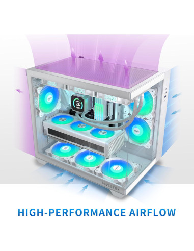 Caja de PC MUSETEX Y6 ATX Blanca con 6 Ventiladores ARGB