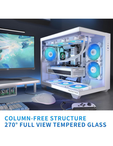 Caja de PC MUSETEX Y6 ATX Blanca con 6 Ventiladores ARGB