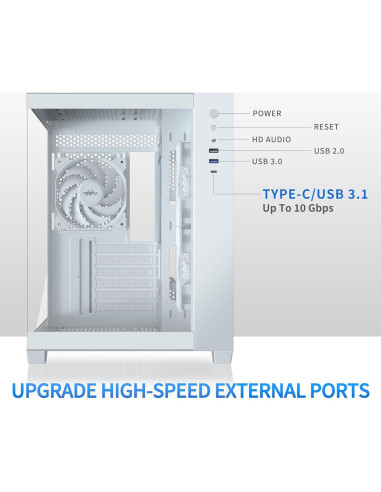 Caja de PC MUSETEX Y6 ATX Blanca con 6 Ventiladores ARGB