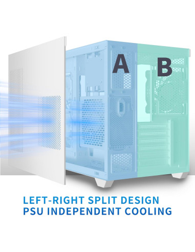 Caja de PC MUSETEX Y6 ATX Blanca con 6 Ventiladores ARGB