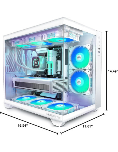 Caja de PC MUSETEX Y6 ATX Blanca con 6 Ventiladores ARGB