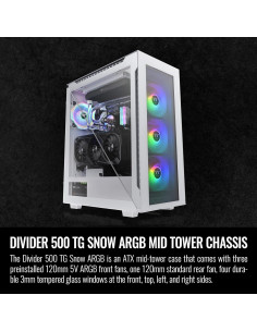 Caja Thermaltake Divider 500 TG Snow ARGB ATX Vidrio 2