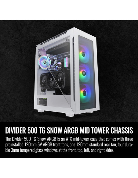 Caja Thermaltake Divider 500 TG Snow ARGB ATX Vidrio