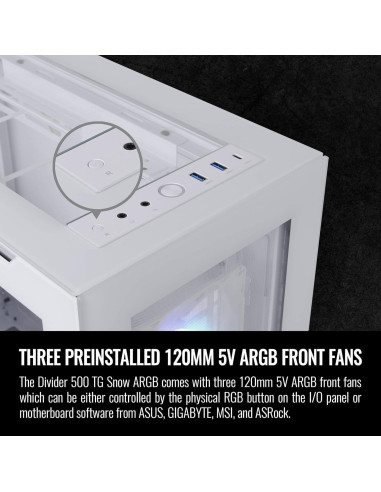 Caja Thermaltake Divider 500 TG Snow ARGB ATX Vidrio