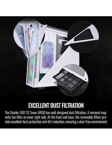 Caja Thermaltake Divider 500 TG Snow ARGB ATX Vidrio
