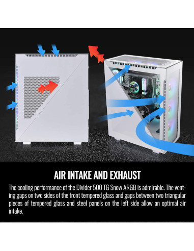 Caja Thermaltake Divider 500 TG Snow ARGB ATX Vidrio