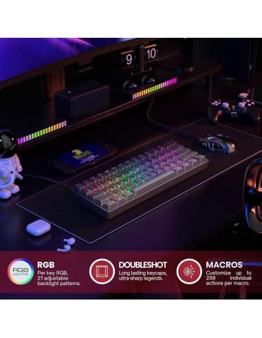 Teclado Mecánico HK Gaming GK61 60% Hotswap RGB 61 Teclas