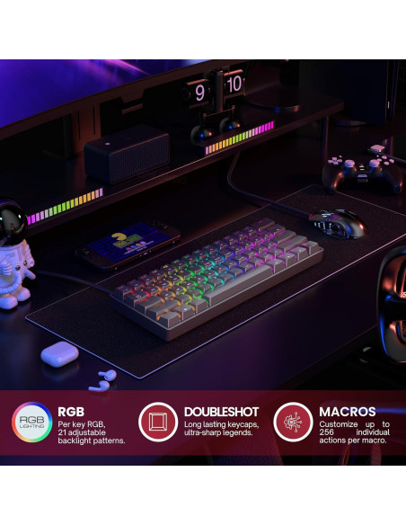 Teclado Mecánico HK Gaming GK61 60% Hotswap RGB 61 Teclas