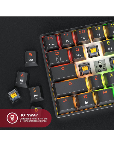 Teclado Mecánico HK Gaming GK61 60% Hotswap RGB 61 Teclas