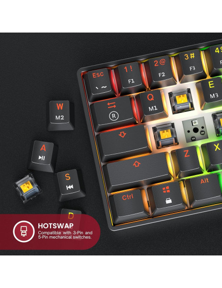 Teclado Mecánico HK Gaming GK61 60% Hotswap RGB 61 Teclas
