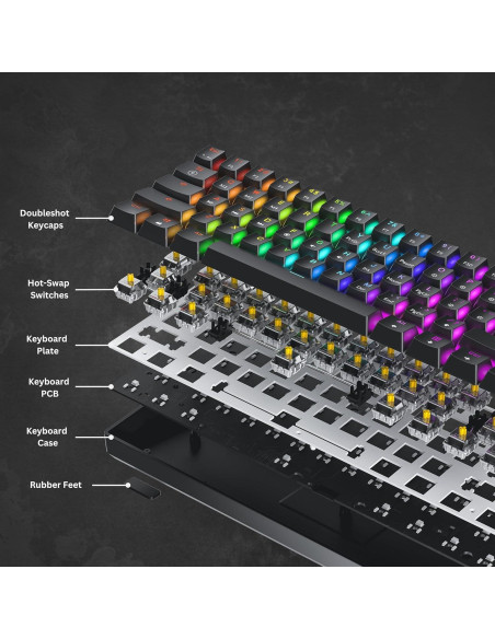 Teclado Mecánico HK Gaming GK61 60% Hotswap RGB 61 Teclas