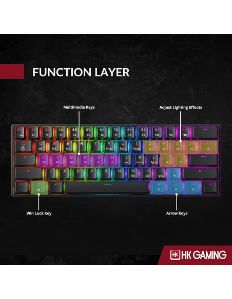 Teclado Mecánico HK Gaming GK61 60% Hotswap RGB 61 Teclas