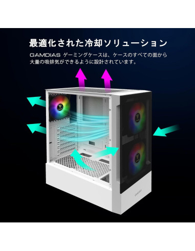 Caja Gaming Gamdias TALOS E3 Blanca ATX con 3 Ventiladores ARGB