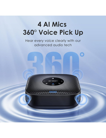 Altavoz de Conferencia EMEET M0 Plus - 4 Micrófonos AI 360
