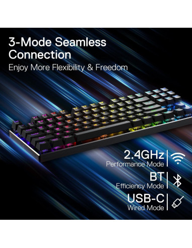 Teclado Gaming Inalámbrico Redragon K660RGB-PRO TKL 87 Teclas