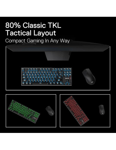 Teclado Gaming Inalámbrico Redragon K660RGB-PRO TKL 87 Teclas