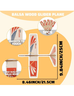 Juego de 5 Planeadores de Madera Balsa Barsha D001-1 2